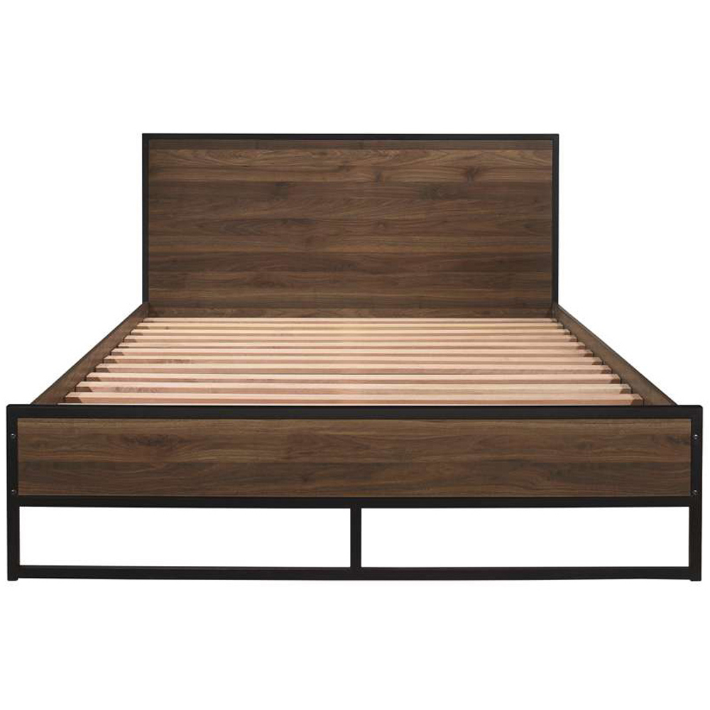 Houston Double Walnut Wood Effect Bed Image 4