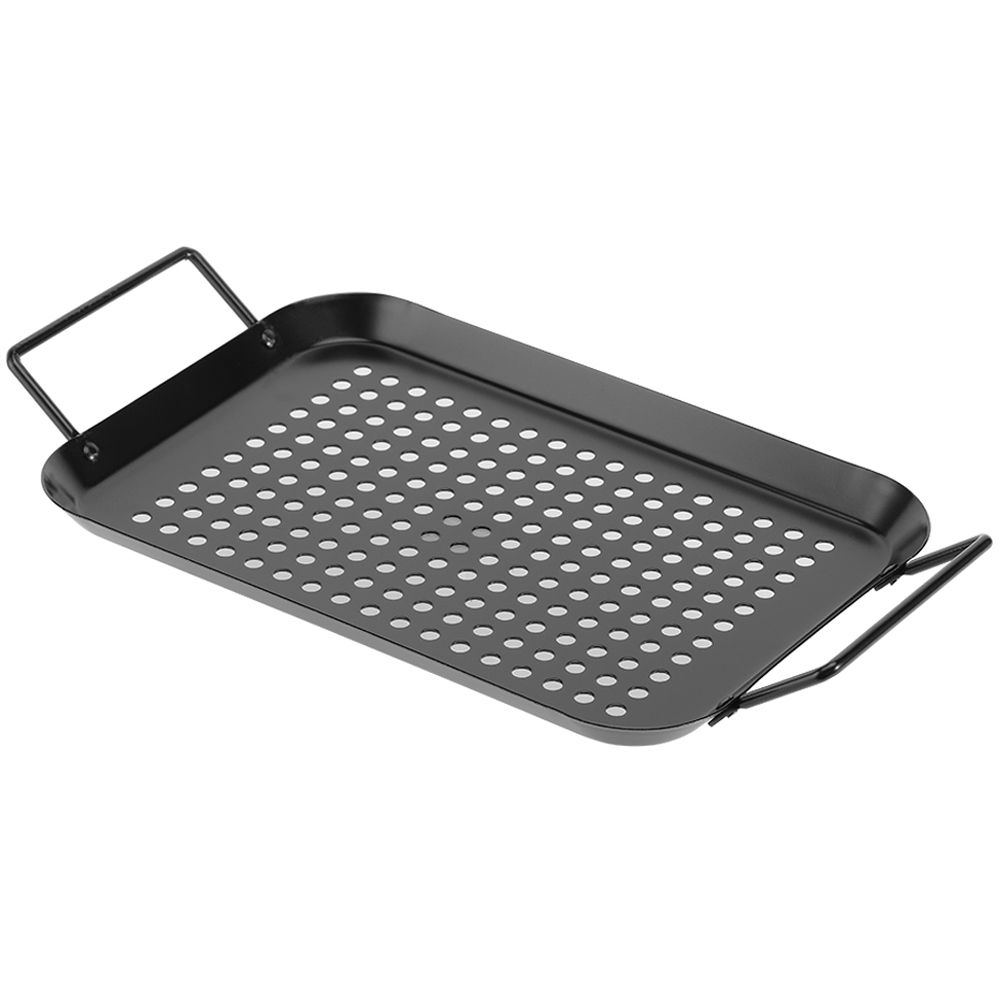 Living and Home Portable Non-Stick Metal Grill Tray with Handles Image 1