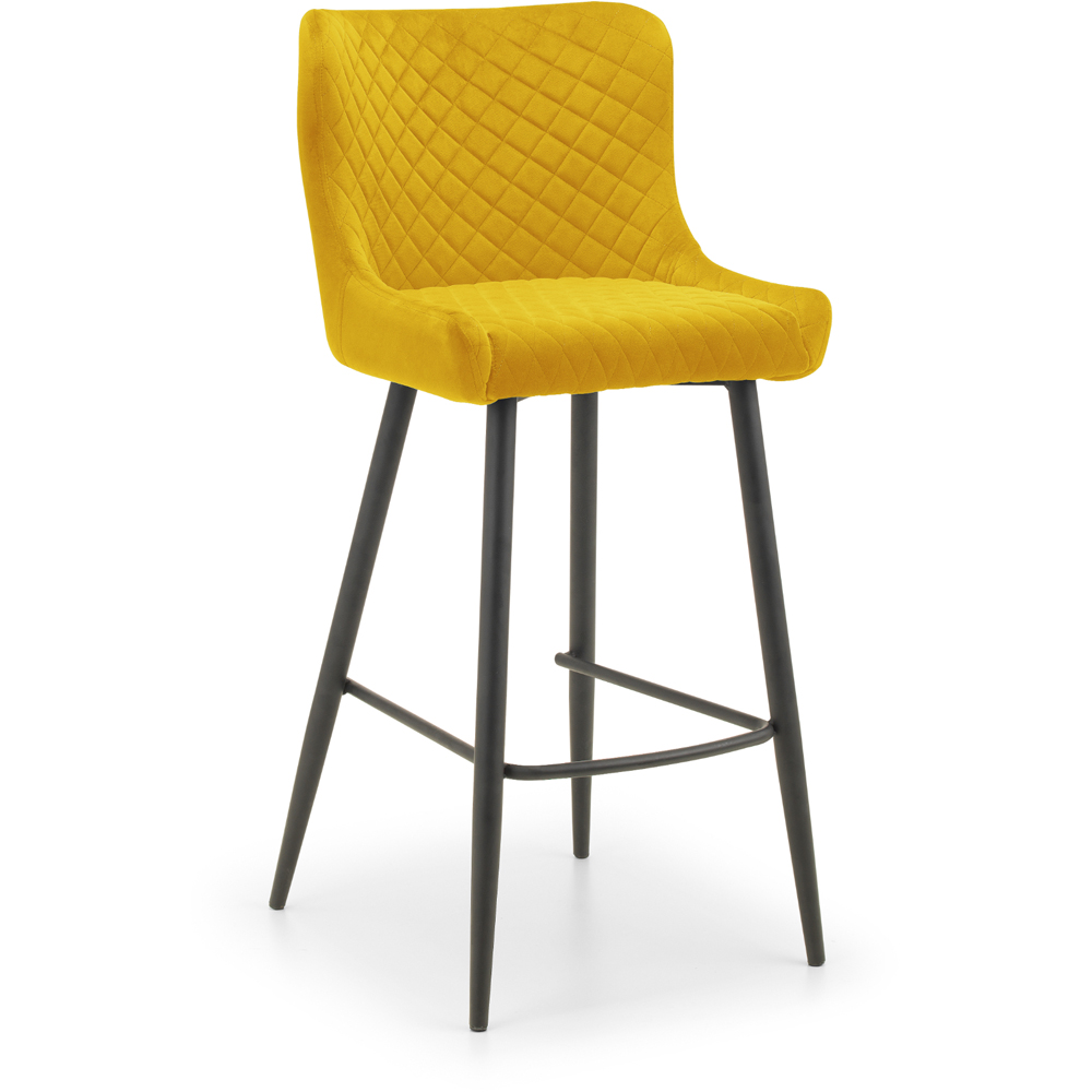Julian Bowen Luxe Mustard Velvet Bar Stool Image 2