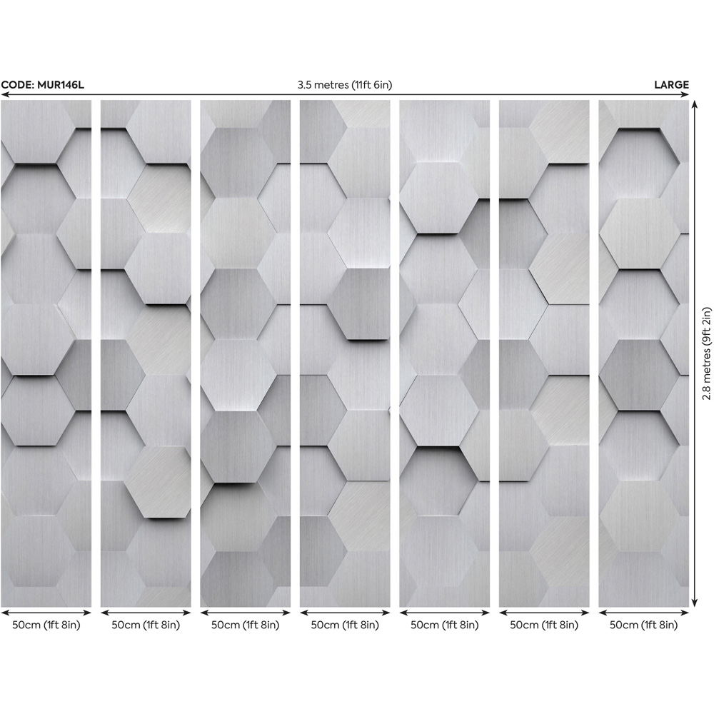 Origin Murals Metal Hexagons Wall Mural Image 4