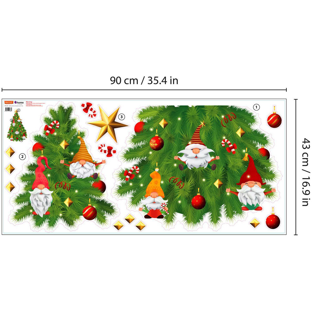 Walplus Merry Christmas Gnomes and Tree Self Adhesive Wall Stickers 3 Piece Image 7