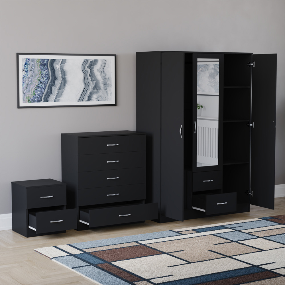 VIDA DESIGNS Riano Black 3 Piece Bedroom Furniture Set Image 4
