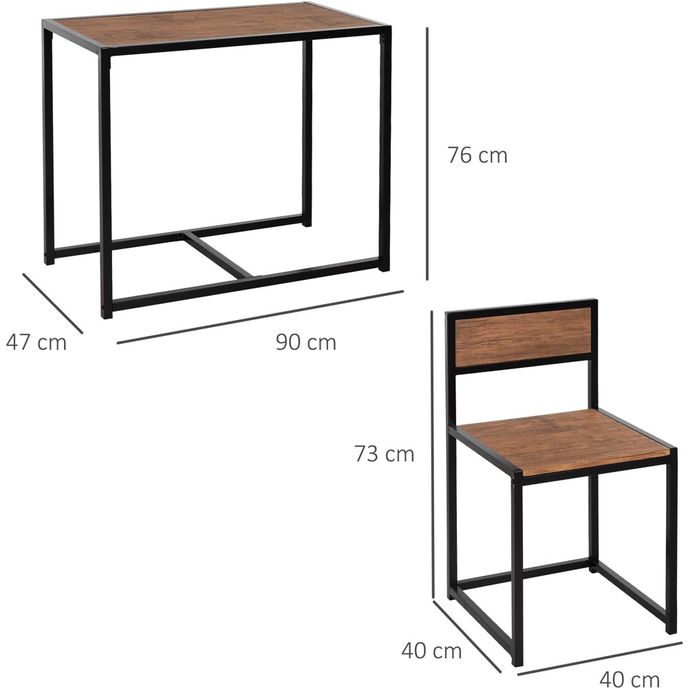 Portland 2 Seater Wooden Dining Set Chestnut Brown Image 7