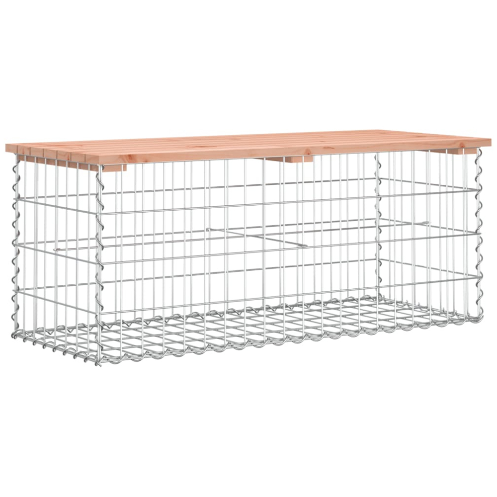 vidaXL Natural Solid Douglas Wood Gabion Design Garden Bench 103 x 44 x 42cm Image 4