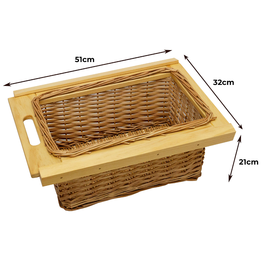 Kukoo Brown Beech and Rattan Wicker Kitchen Basket 2 pack Image 5