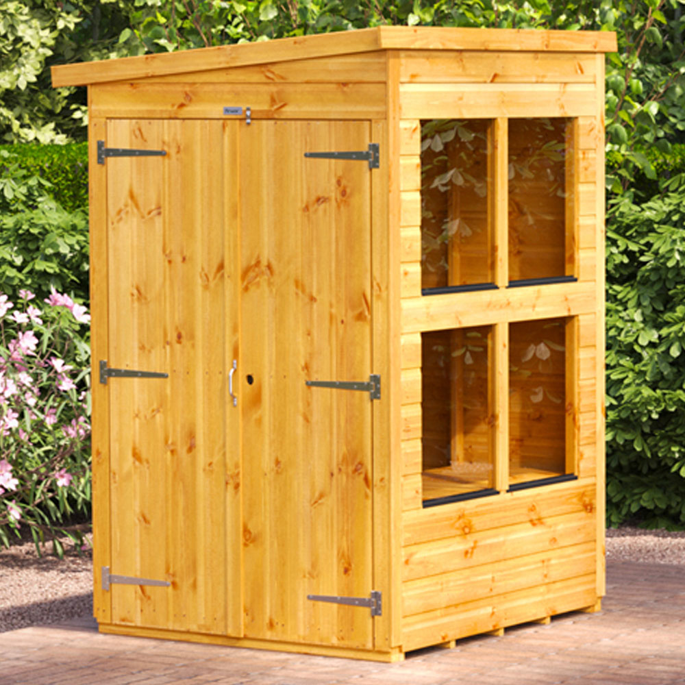 Power 4 x 4ft Pent Double Door Potting Shed Image 2