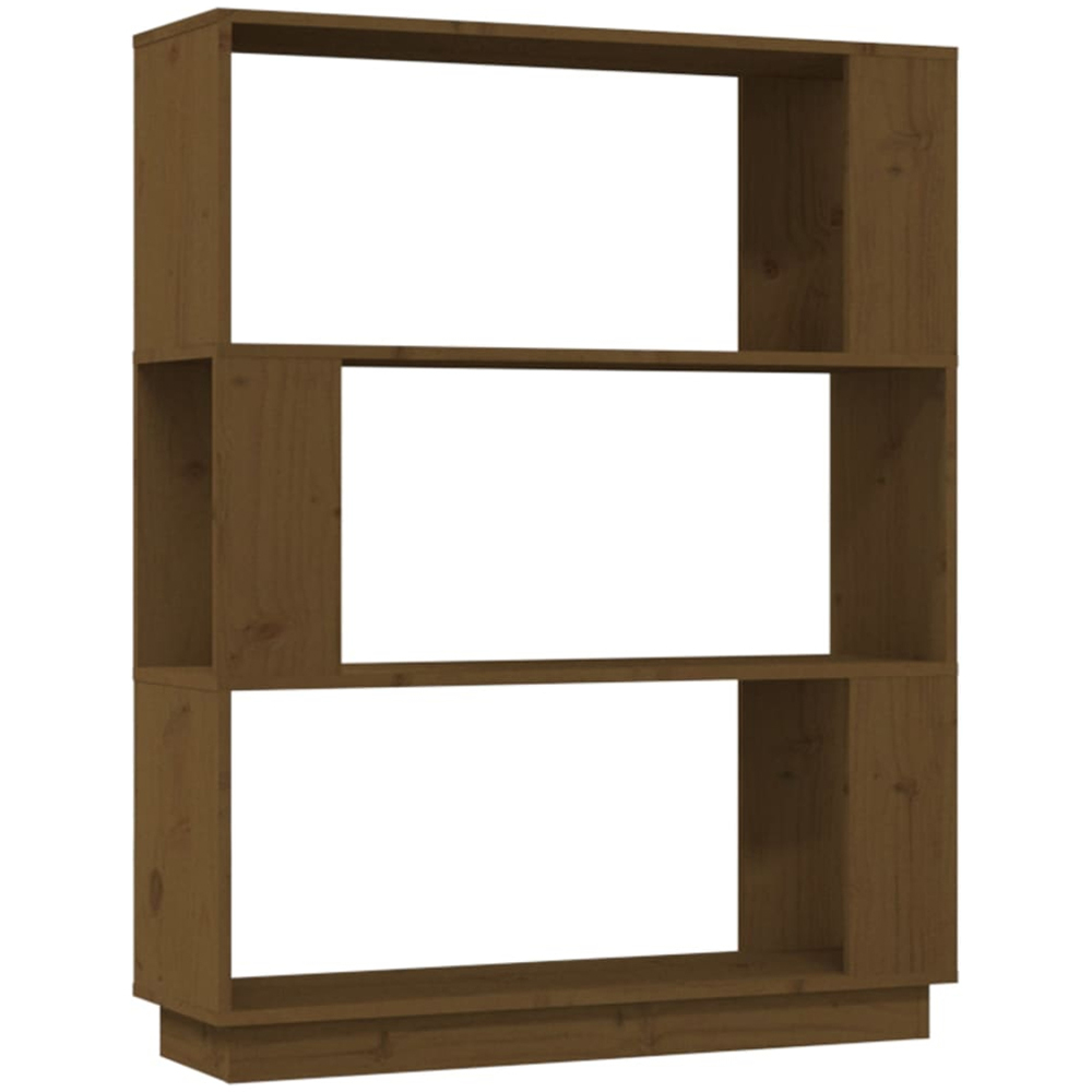 vidaXL 3 Shelf Honey Brown Solid Wood Bookcase Image 2