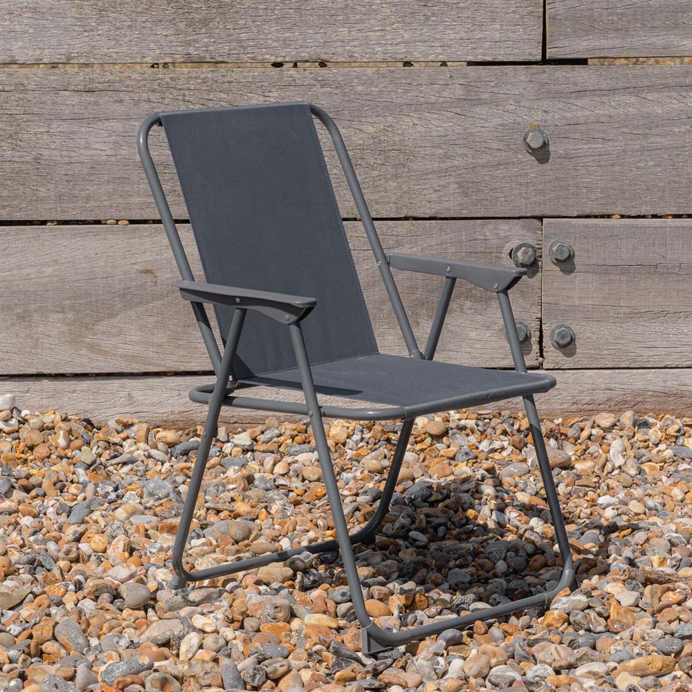 Harbour Housewares Set of 2 Grey Folding Metal Beach Chair Image 4