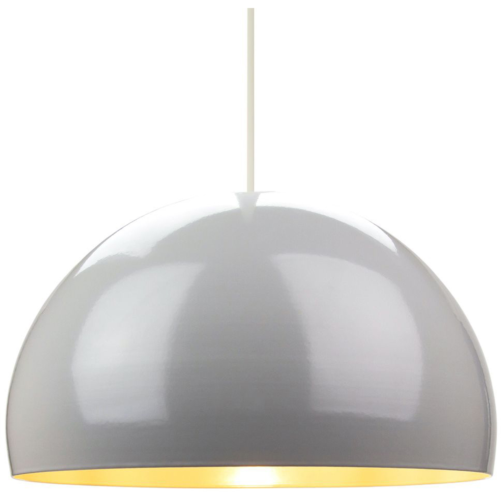 Happy Homewares Grey Gloss Metal Domed Pendant Shade Image 2