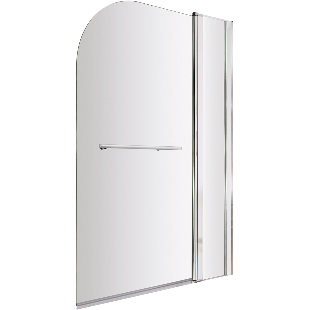 nuie Polished Chrome Round Bath Screen Fixed Panel and Rail 1005mm Image 1