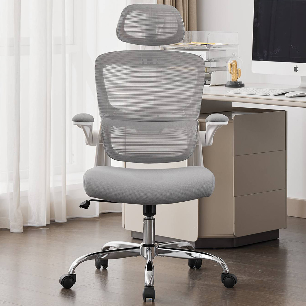 Shankar Supreme Grey and White Mesh Office Chair Image 1