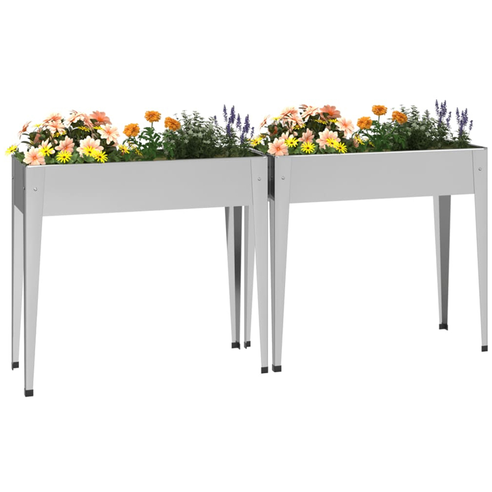 vidaXL Silver Steel Garden Planter 90 x 100.5 x 40.5cm Image 3