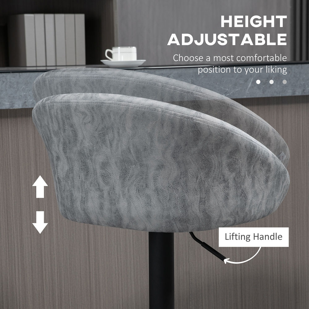 Portland Light Grey PU Leather Height Adjustable Swivel Bar Stool Set of 2 Image 5
