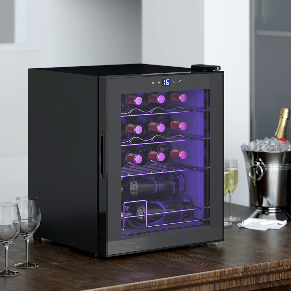 HOMCOM 800-280V70BK 16 Bottle Black Wine Cooler Image 2
