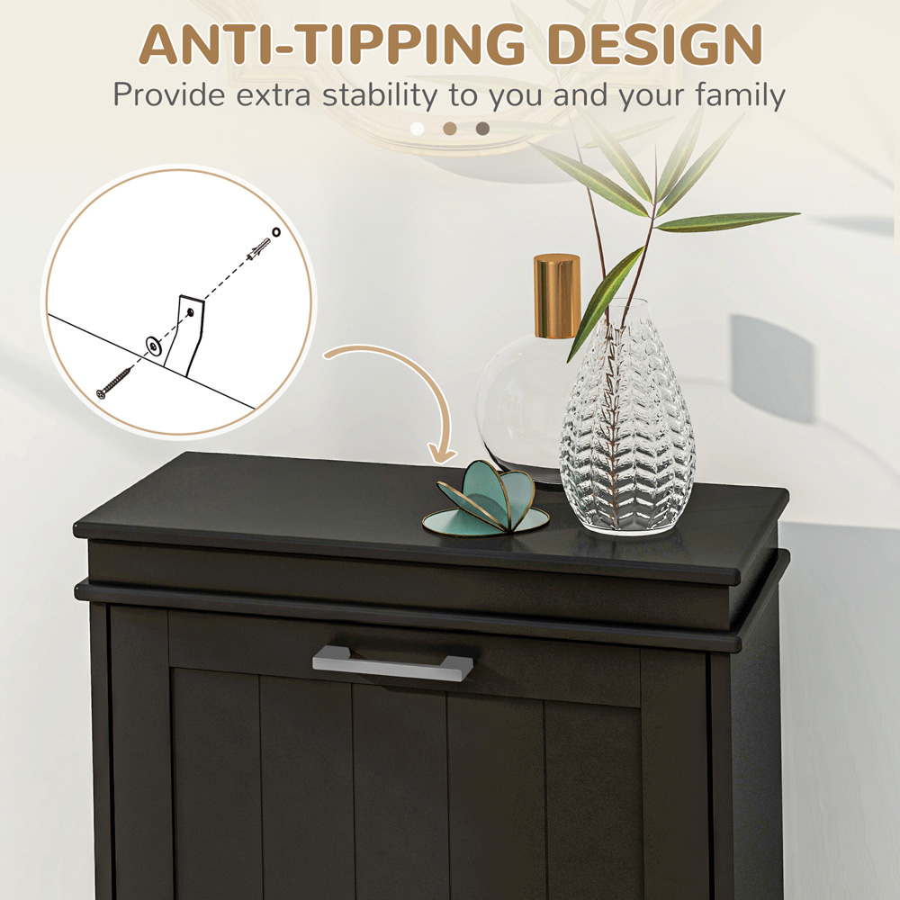Portland 2 Flip Drawer Black Slim Shoe Storage Cabinet Image 5