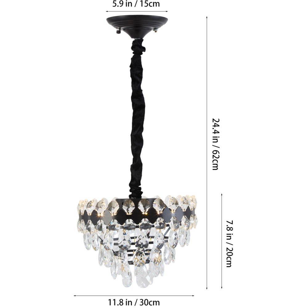 Living and Home Black Iron Crystal Chandelier LED Pendant Light Image 8
