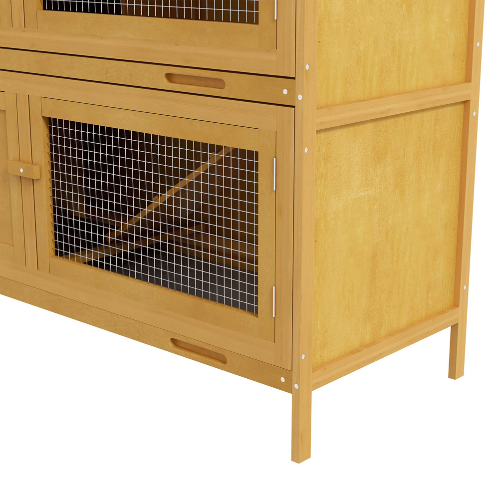 PawHut Yellow Two Storey Outdoor Pet Hutch Image 2