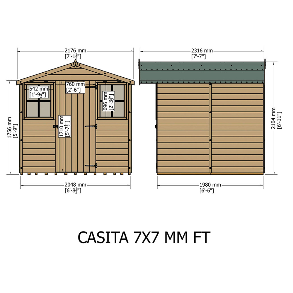 Shire Casita 7 x 7ft Wooden Shiplap Shed Image 6