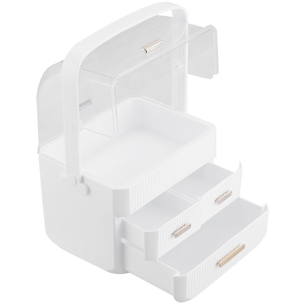 Living and Home 3 Drawer Makeup Storage Organiser with Transparent Lid and Handle Image 5