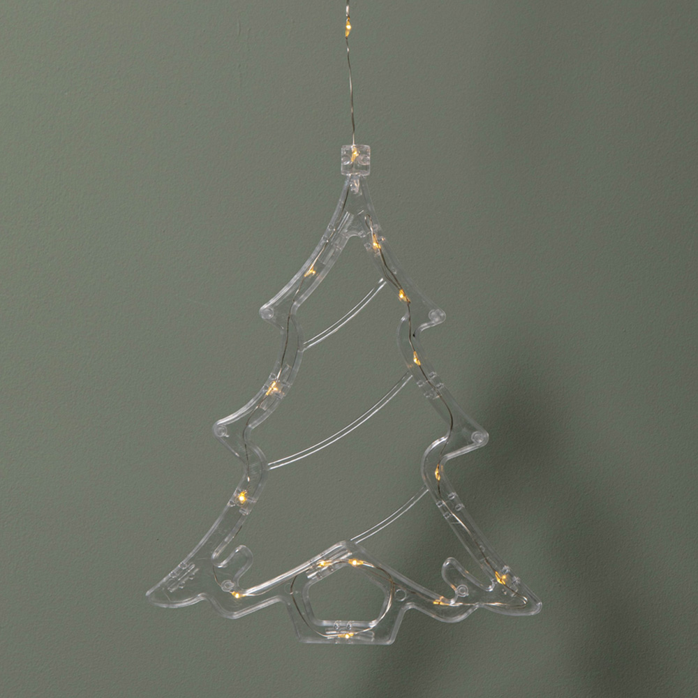 Samuel Alexander 15 Warm White LED Christmas Tree Battery Operated Window Decoration 20cm Image 1