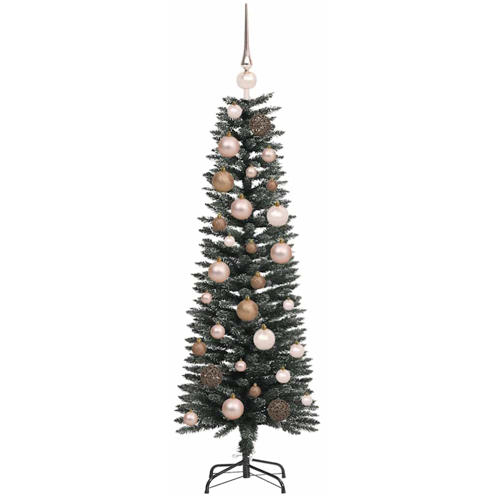 vidaXL Pre-Lit Rose Gold Baubles Green Artificial Christmas Tree 4ft Image 4