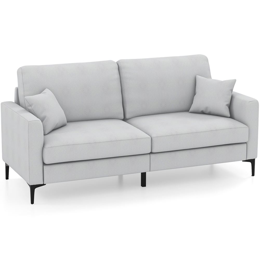 Costway 2 Seater Grey Wide Loveseat Sofa Image 2