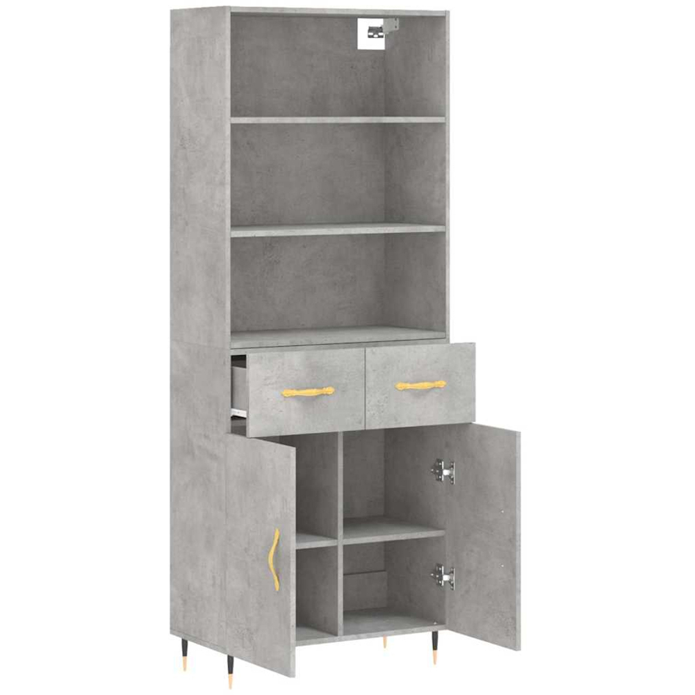 vidaXL 2 Door 2 Drawer 3 Shelf Concrete Grey Highboard Image 3