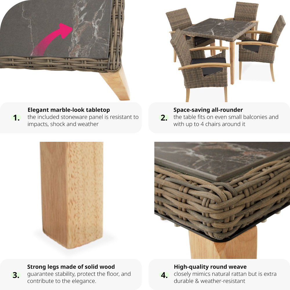 tectake Tarent Nature Outdoor Dining Table Image 5