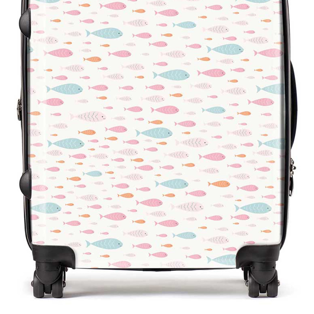 Warren Reed Designer Large Hand Drawn Swimming Fish Suitcase Image 2