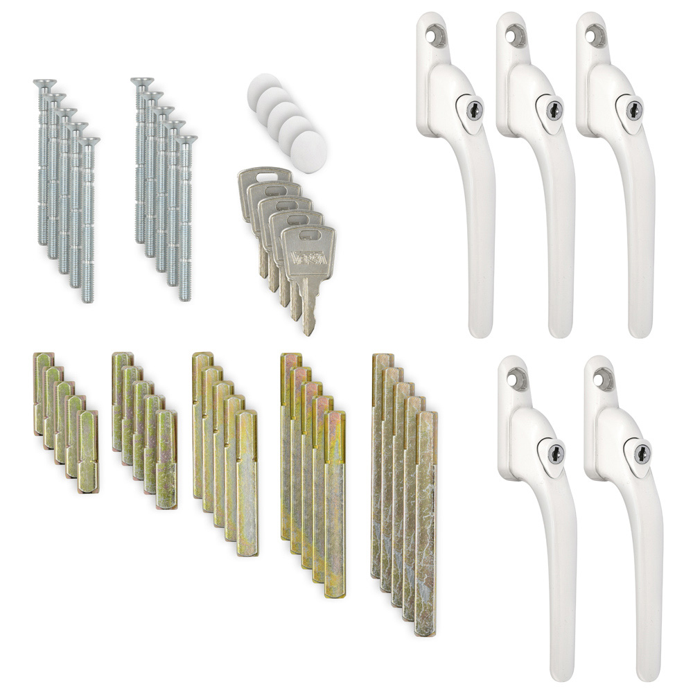 Versa White Lockable Straight Window Handle with 5 Precut Spindles Image 1