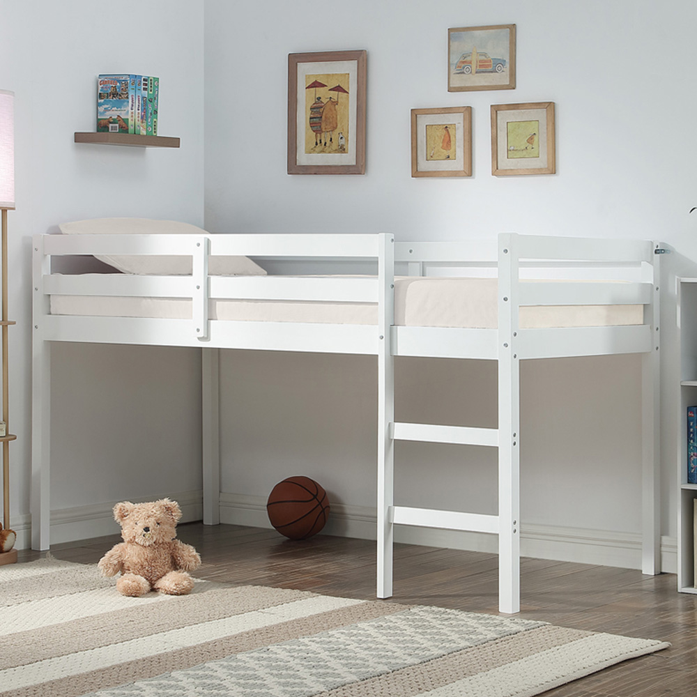 Aspire Cove Single Wooden Mid Sleeper Kids Bed Frame with Memory Foam Mattress Image 1