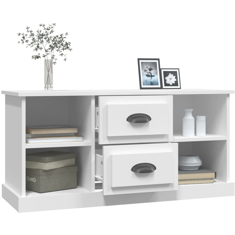 vidaXL 2 Drawer 4 Shelf White TV Cabinet Image 5