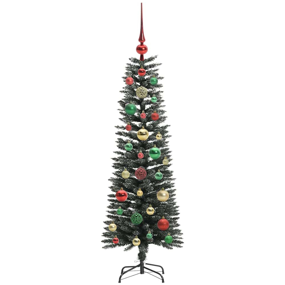 vidaXL Pre-Lit Multicolour Baubles Green Artificial Christmas Tree 4ft Image 4