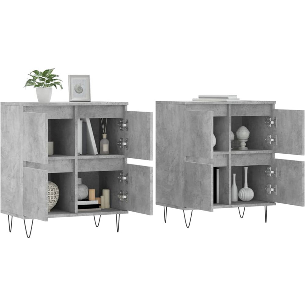 vidaXL 4 Door Concrete Grey Wooden Sideboard Set of 2 Image 3