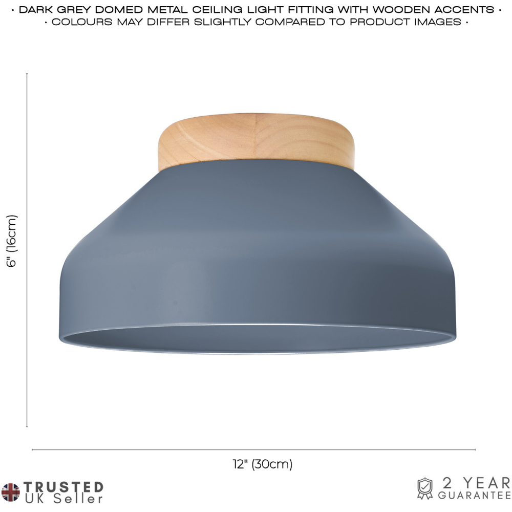 Happy Homewares Charcoal Grey Contemporary Scandinavian Designed Semi Flush Ceiling Light Image 5
