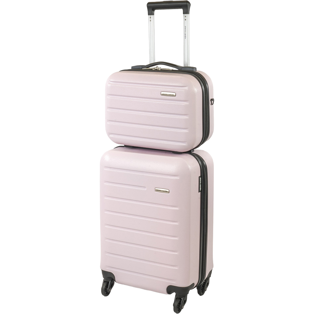 Pierre Cardin Set of 2 Pink Lightweight Hard Shell Trolley Suitcase and Mini Vanity Case Set Image 1