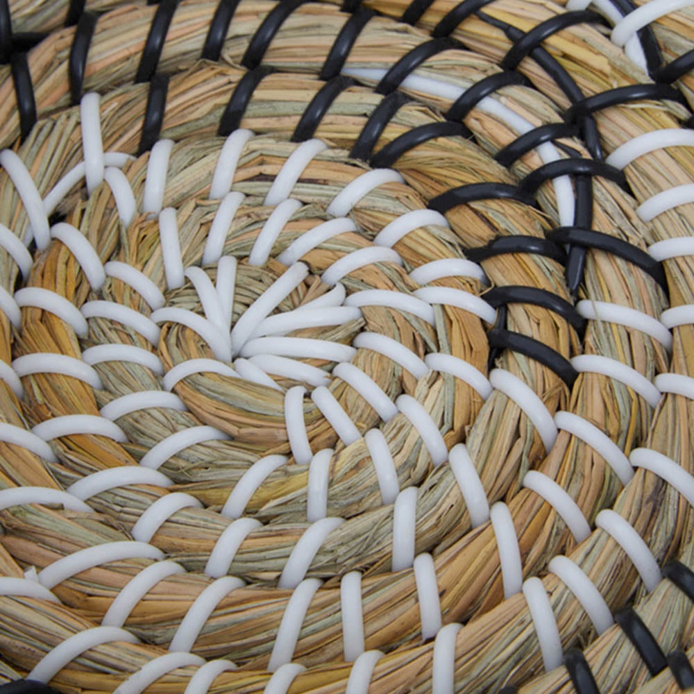 Premier Housewares White and Black Oval Straw Basket 3 Pack Image 6