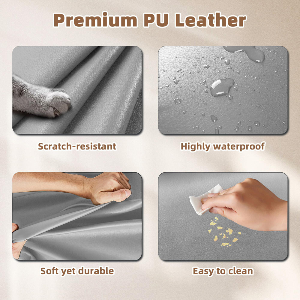 Rattrix Grey PU Leather Manual Reclining Chair with Padded Backrest and Retractable Footrest Image 5