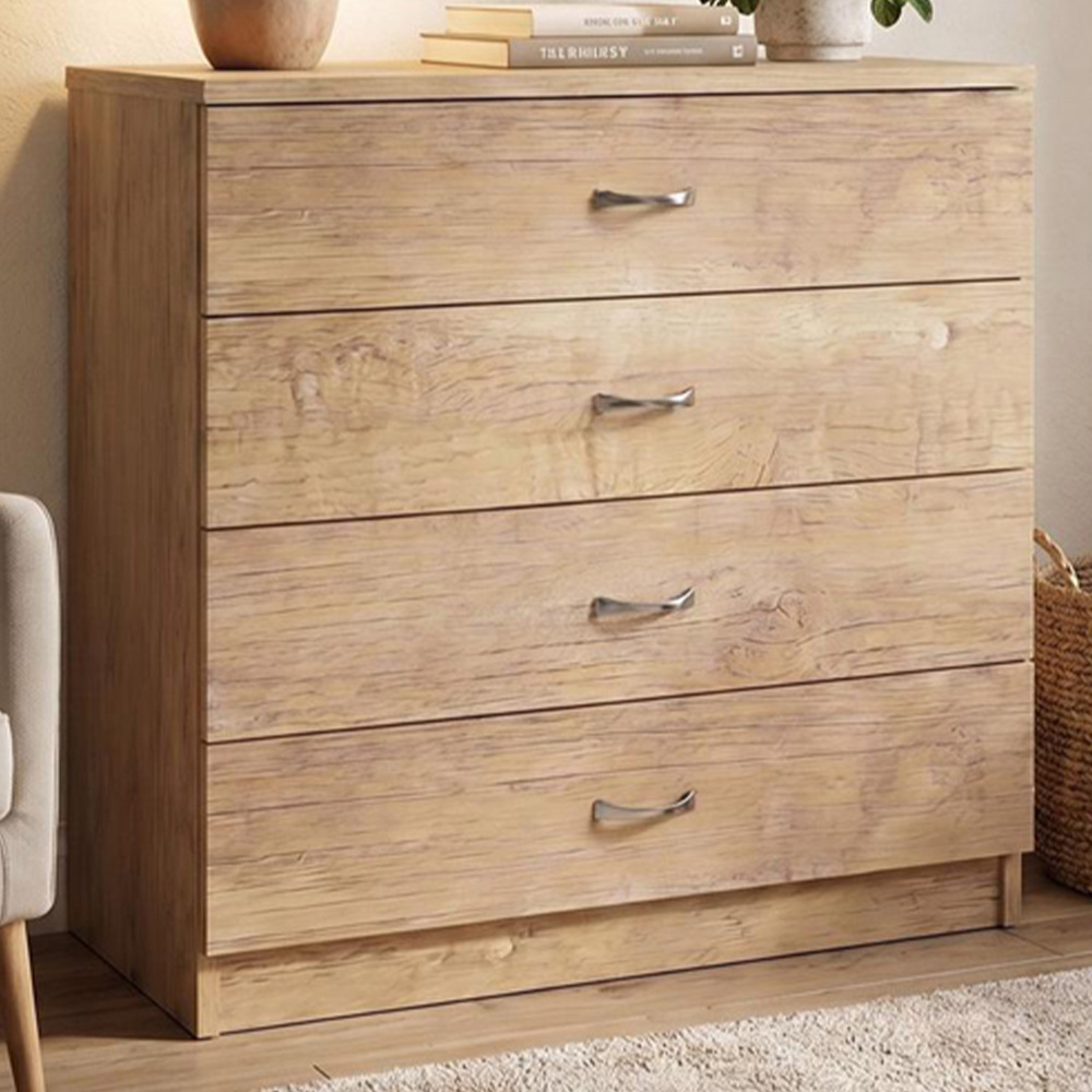 FWStyle Promo 4 Drawer Oak Chest of Drawers Image 1