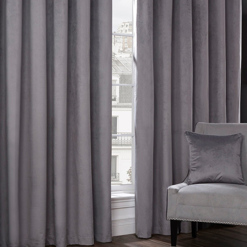 Divante Vermont Charcoal Velvet Blackout Curtain 229 x 168cm Image 6