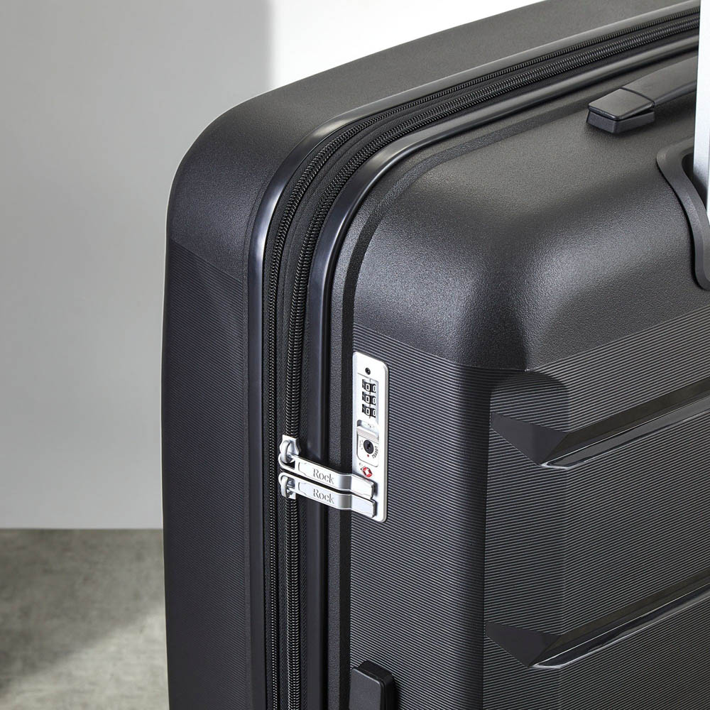 Rock Tulum Set of 3 Black Hardshell Expandable Suitcases Image 6