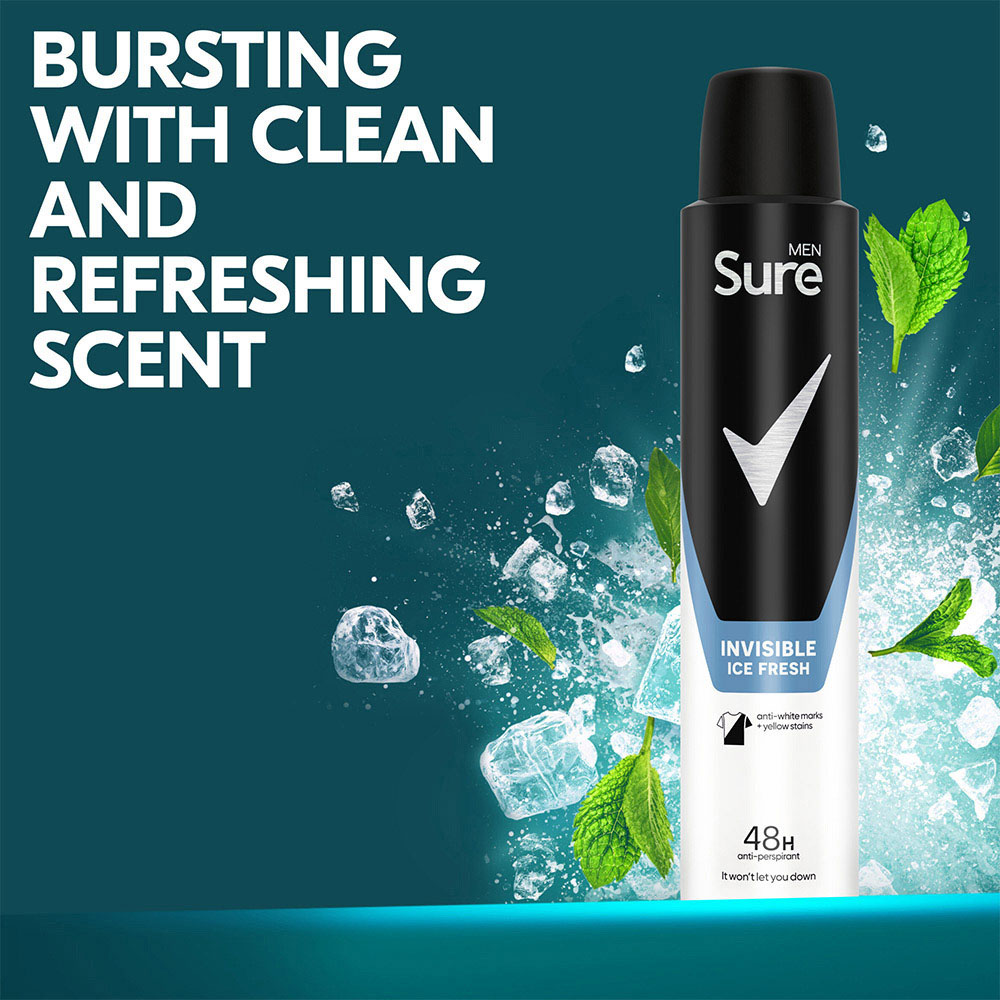 Sure Men Invisible Ice Fresh Antiperspirant Aerosol 200ml Image 4