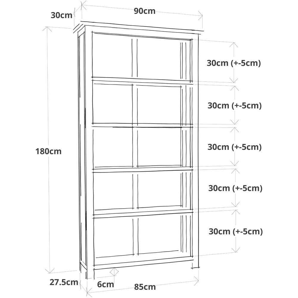 Mirano 5 Shelf Grey Bookcase Image 7