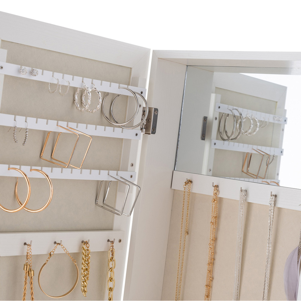 Julian Bowen Prima White Mirrored Jewellery Organiser Floor Cabinet Image 7