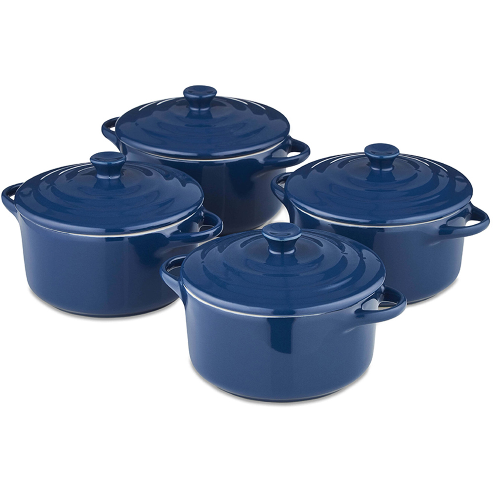 Barbary and Oak 10cm Limoges Blue Set of 4 Ceramic Mini Casseroles Image 1