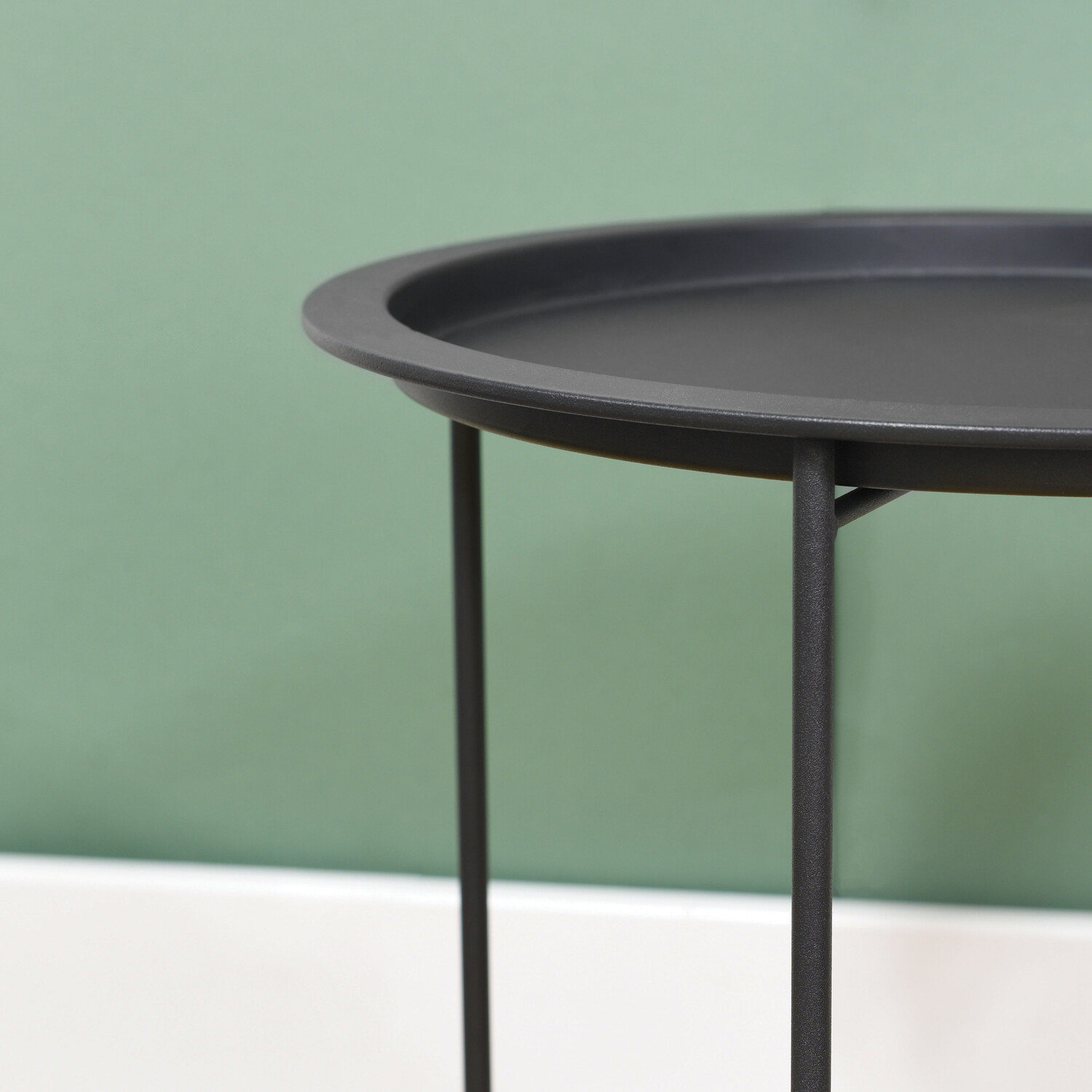 Black Round Folding Side Table Image 6