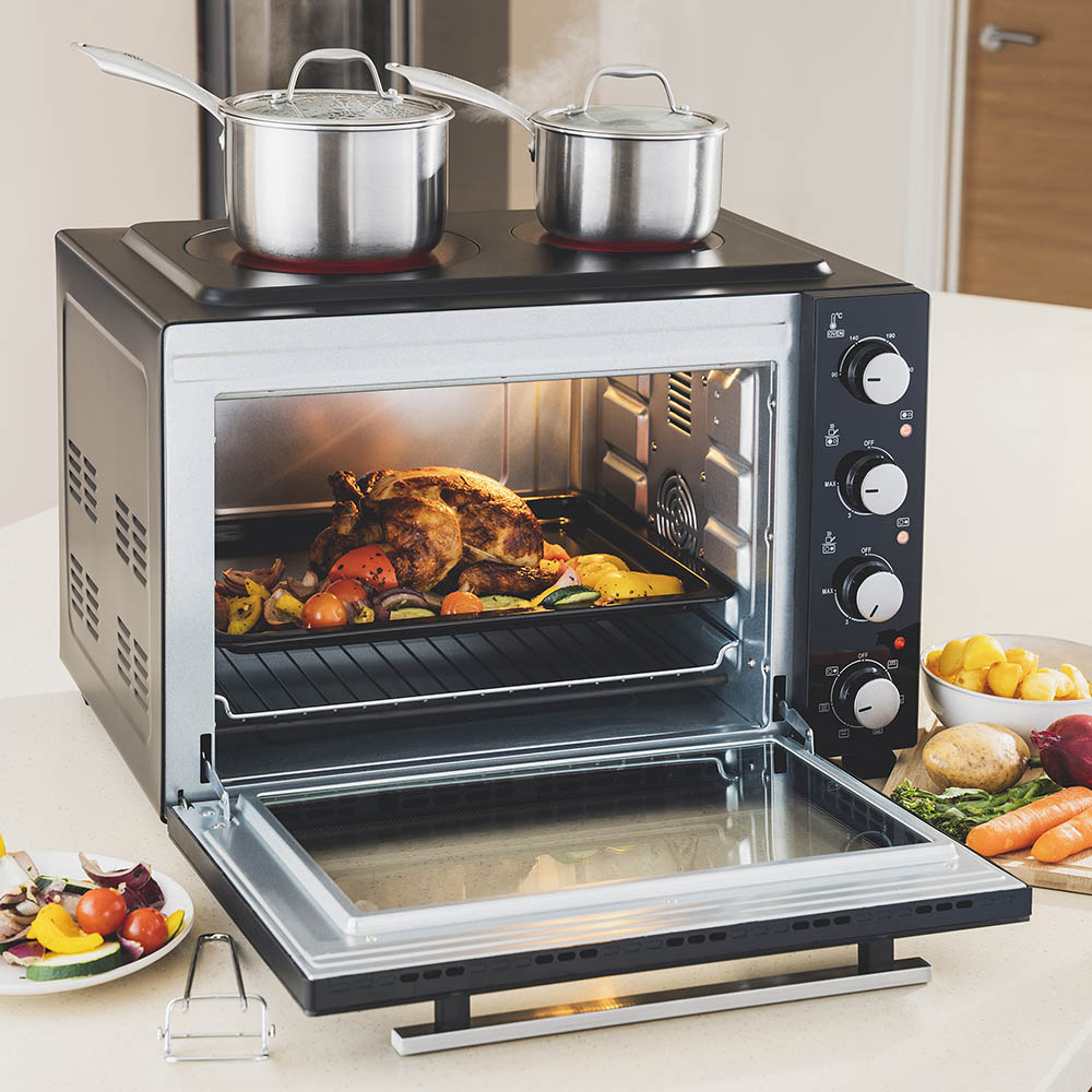 Cooks Professional K305 48L Counter Top Oven with 2 Ceramic Hobs 1300W Image 2