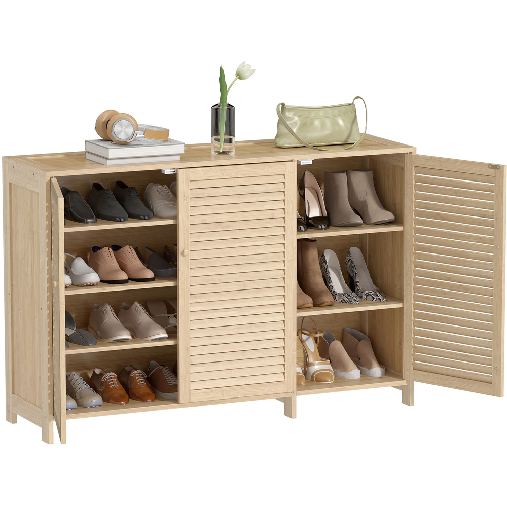 Portland 3 Door Natural Bamboo Louvred Shoe Cabinet  Image 2