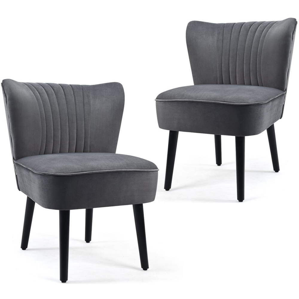Costway Grey Velvet Accent Chair Set of 2 Image 3