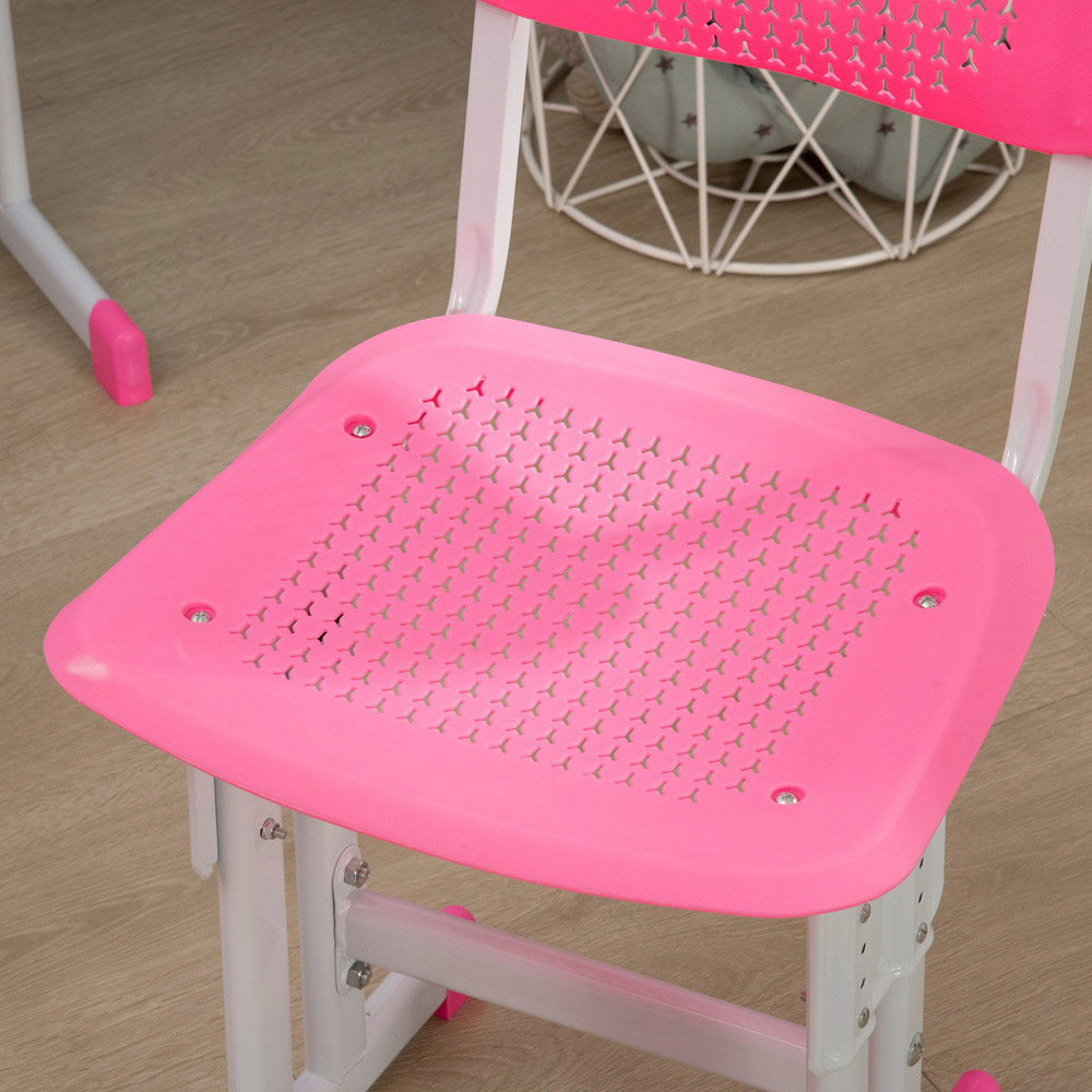 HOMCOM Kids Pink and Grey Study Desk and Chair Set Image 4